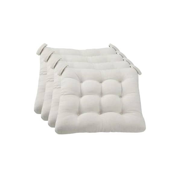Textured Chair Seat Pad Set-4 Pieces, 15.5 in. x 16 in. Comfy Dining Kitchen Chair Cushions with Velcro