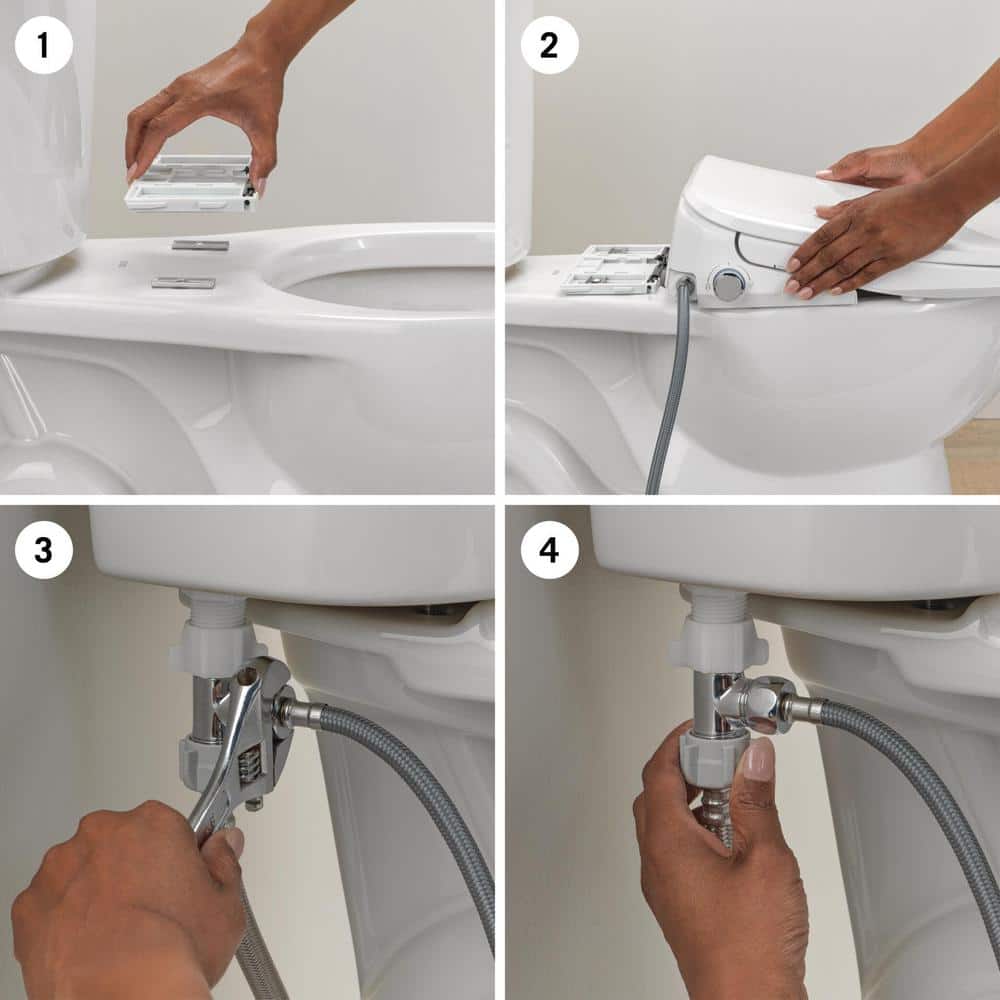White Elongated Electric Bidet Toilet Seat with Remote