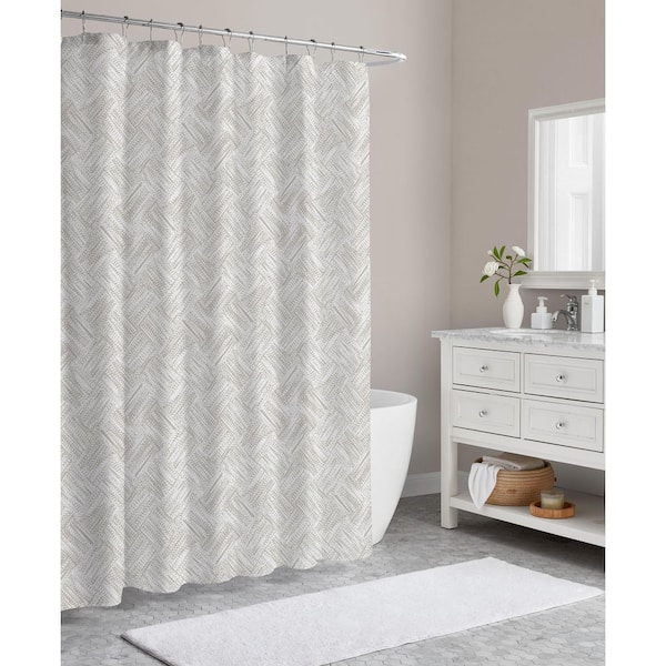 CEDAR COURT Basketweave Cafe Polyester Canvas Shower Curtain