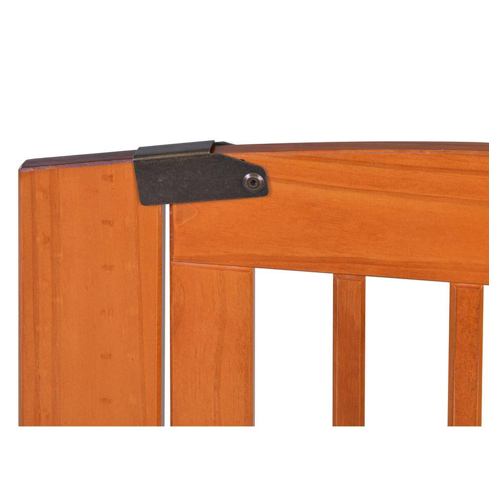 Gray 36" Solid Wood Freestanding Pet Gate with Swinging Door