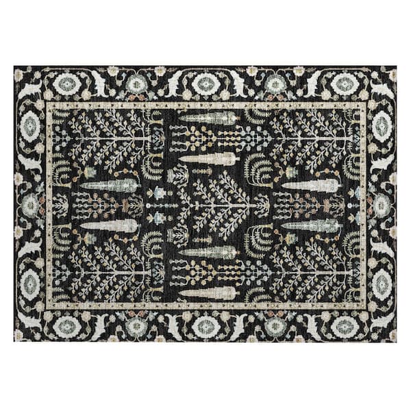 Chantille Machine Washable Indoor/Outdoor Abstract ACN2819 Black 2 ft. x 3 ft. Accent Rug