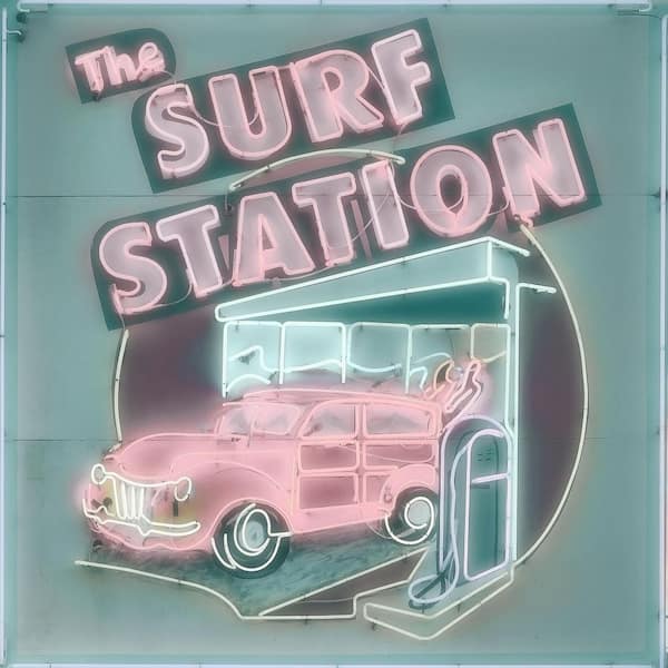 Vintage Surf Woody Neon Sign by Grotto Studios 1 Piece Unframed Graphic Print Abstract Poster Art Print 30 in. x 30 in.