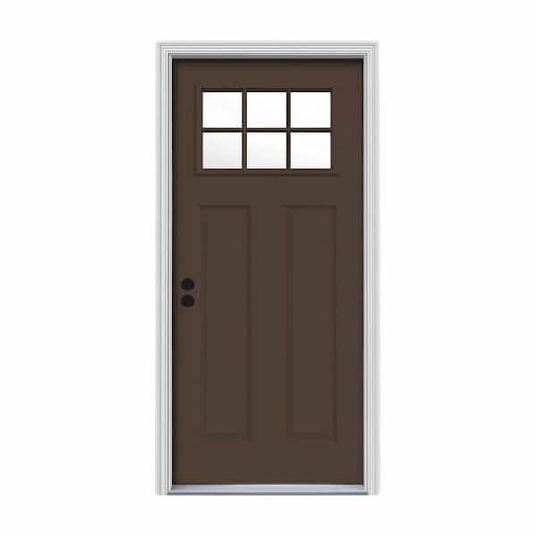 エレクトーン ダークブラウン JELD-WEN 30 in. x 80 in. 6 Lite Craftsman Dark Chocolate Painted