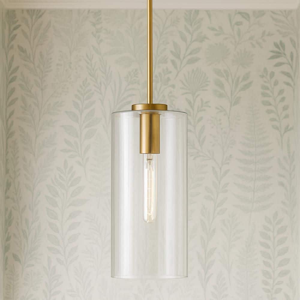 Lane Lacquered Brass + Clear Glass Cylindrical Pendant Light price history on PriceWatchPro