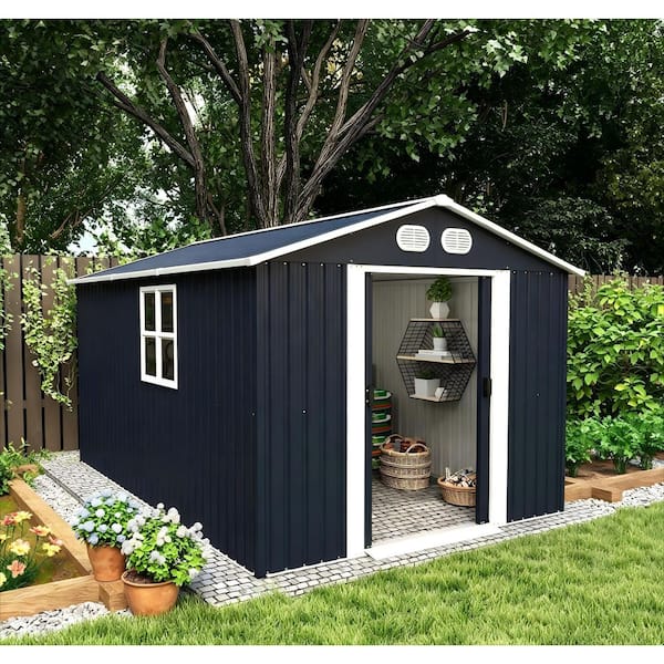 ひ*め様 Eve 12T Size L black・White2枚セット 8 ft. Wx12 ft. D Storage Metal Shed with Sturdy Frame Structure