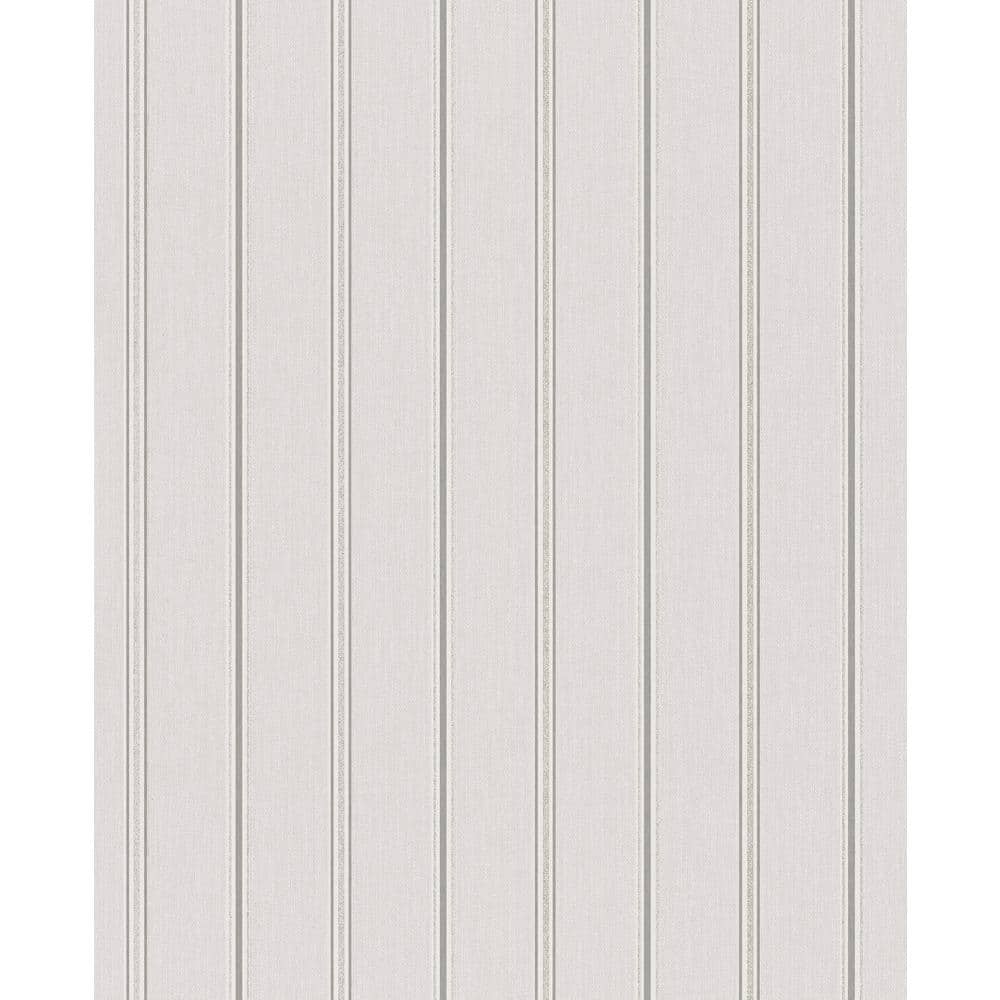 Metallic Greige Stripes Design Vinyl on Non-woven Non-pasted Wallpaper Roll