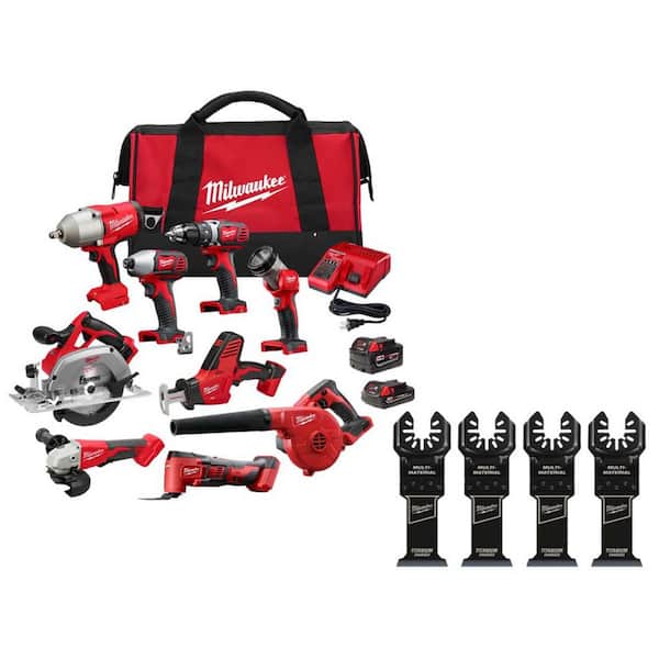 M18 18-Volt Lithium-Ion Cordless Combo Kit 9-Tool with 2-Batteries, Charger and Tool Bag w/ Bi-Metal SAWZALL Blades