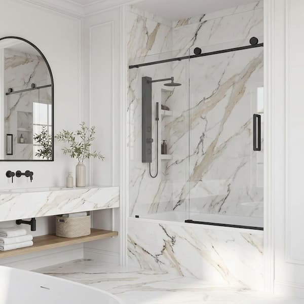 VIGO Elan 56 to 60 in. W x 66 in. H Frameless Sliding Tub Door