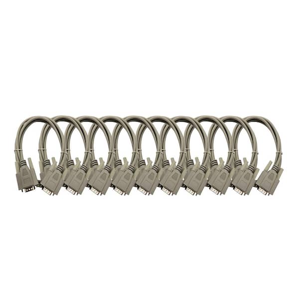 6 ft. Serial (DB9 Male to Male) RS-232 Cable Gray 10-Pack