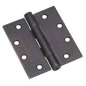 4 in. x 4-1/2 in. Oil-Rubbed Bronze Full Mortise Ball Bearing Butt Hinge with Removable Pin (3-Pack)