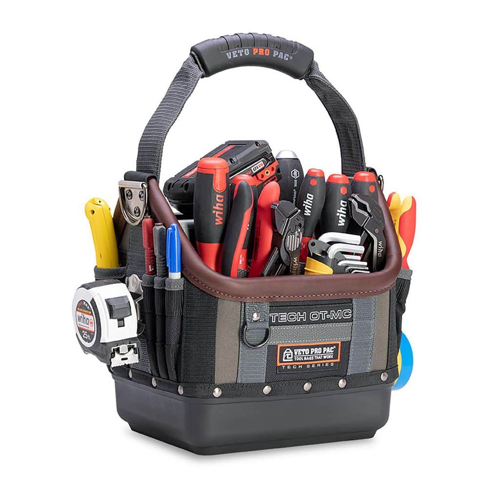 Compact Black and Gray Nylon Tool Tote with Multiple Pockets