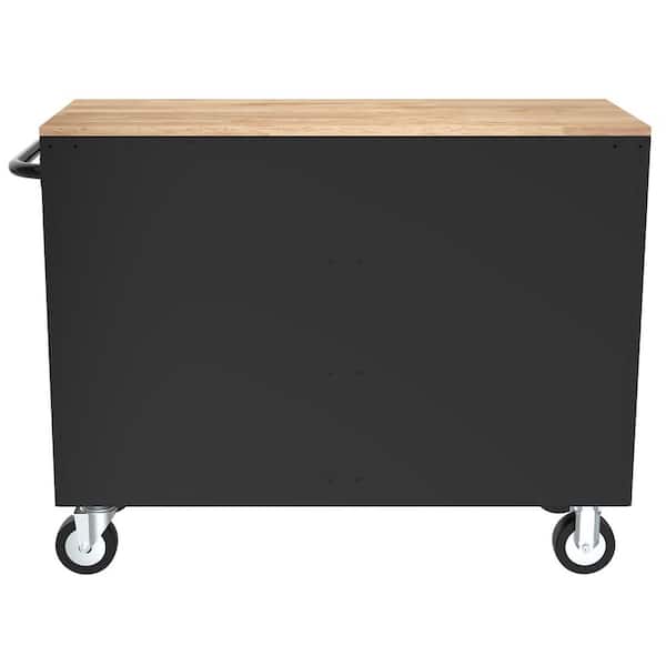 Husky Tool Storage 46 in. W Gloss Black Mobile Workbench Cabinet 
