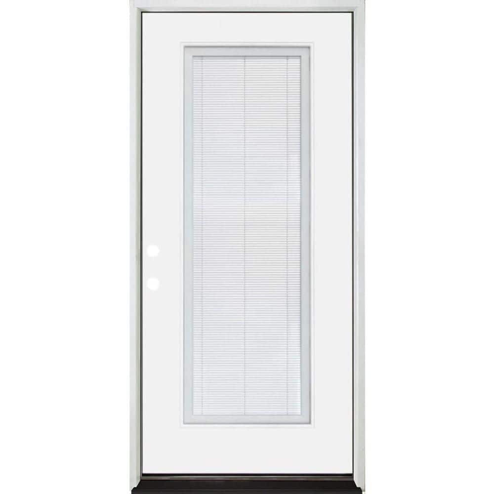 Legacy 24 in. x 80 in. Full Lite Clear Micro Blind RHIS White Primed Fiberglass Prehung Door with 4-9/16 in. Jamb price history on PriceWatchPro