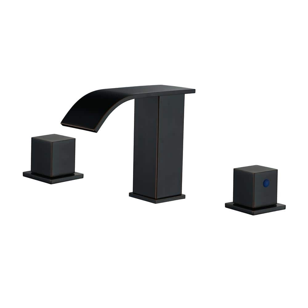 Stainless Steel 8 in. Widespread Double Handle Waterfall Bathroom Faucet W/ Drain and Supply Lines in Oil Rubbed Bronze price history on PriceWatchPro