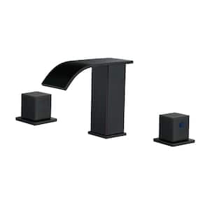 8 in. Widespread Waterfall Spout Double Handle Bathroom Faucet with Drain Kit Included in Oil Rubbed Bronze
