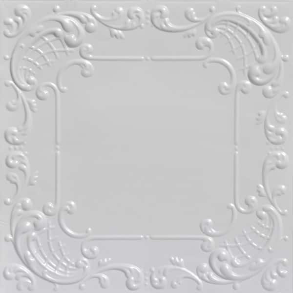 Baby's Breath White 2 ft. x 2 ft. Decorative Nail Up Tin Ceiling Tile (24 sq. ft./case)