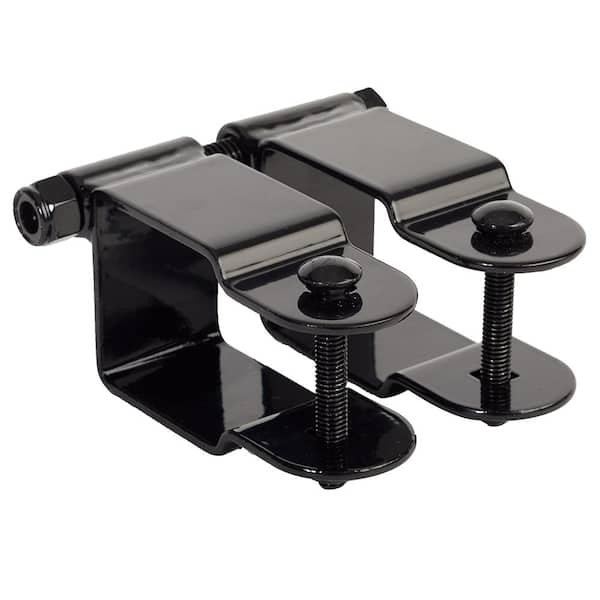FORTRESS Versai 2 in. Black Steel Gate Hinge Fence Gate Post (2-Pack )