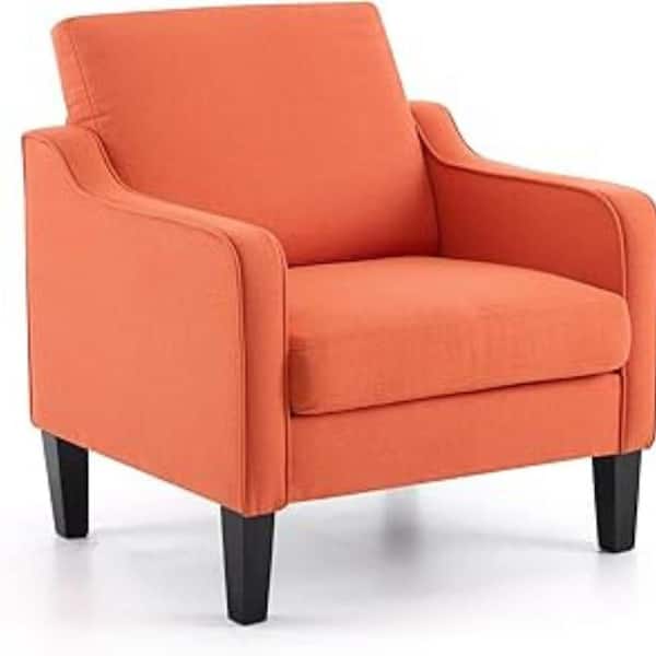 Burnt Orange Cotton and Linen Arm Chair with Cushion