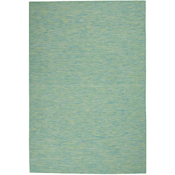 Positano Blue/Green 5 ft. x 7 ft. Solid Modern Indoor/Outdoor Patio Area Rug