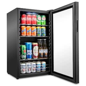 19 in. Single Zone 126-Cans Beverage Cooler in Black