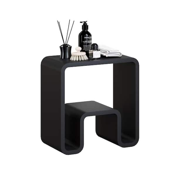 16.5 in. W x 9.1 in. D x 20.5 in. H Solid Surface Concave Shower Stool 330 lb. Capacity Rust Resistant in Matte Black