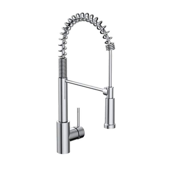 PRIVATE BRAND UNBRANDED Single-Handle Pull Down Spring Sprayer Kitchen Faucet in Chrome