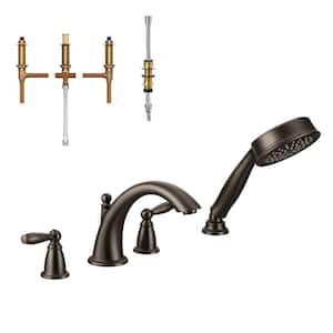 Brantford 2-Handle Deck-Mount Roman Tub Faucet with Handshower in Oil Rubbed Bronze (Valve Included)