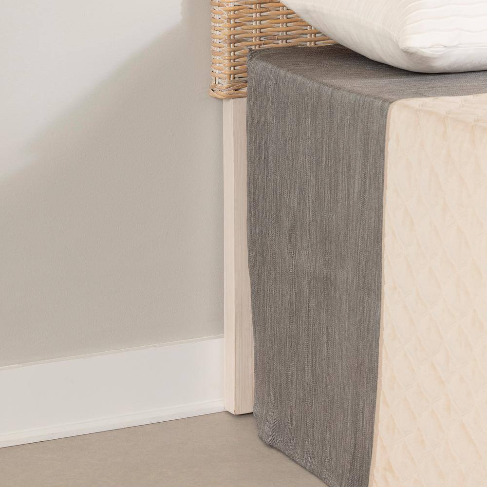 Queen White Washed Rattan Panel Headboard