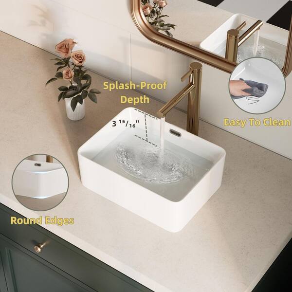 Los Flexi 22 in. x 13 in. White Rectangular Vessel Sink with