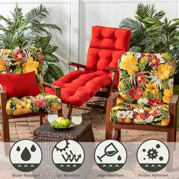 Aloha Black 21 in. x 42 in. Outdoor Dining Chair Cushion 2 Pack