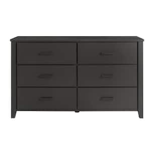 Stafford Charcoal Black 6-Drawer Dresser (35 in. H 60 in. W x 18 in. D)
