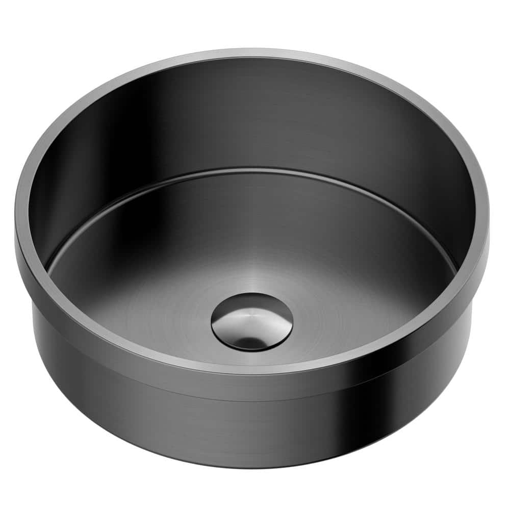 Gunmetal Grey 15'' Stainless Steel Circular Bathroom Sink