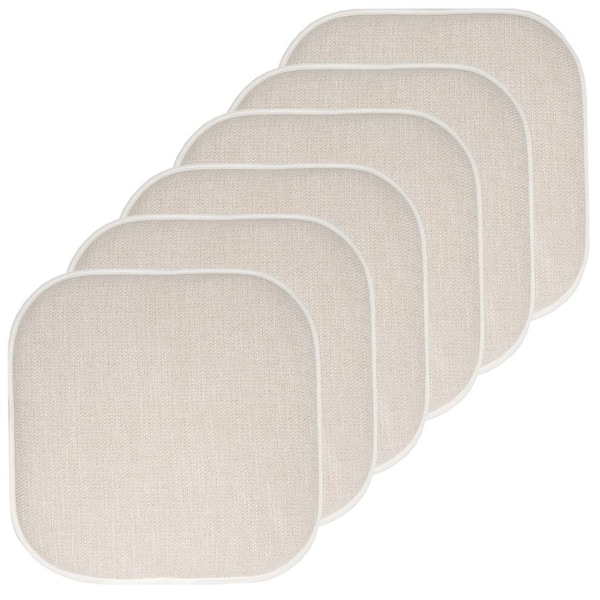 Sweet Home Collection Alexis Linen/Beige 16 in. x 16 in. Non Slip Memory Foam Seat Chair Cushion Pads (6-Pack)
