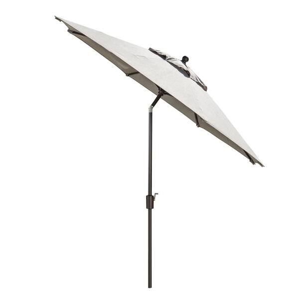 Royal Garden 9 ft. Aluminum Market Push-Button Tilt Patio Umbrella in Cast Shale with Brown Pole