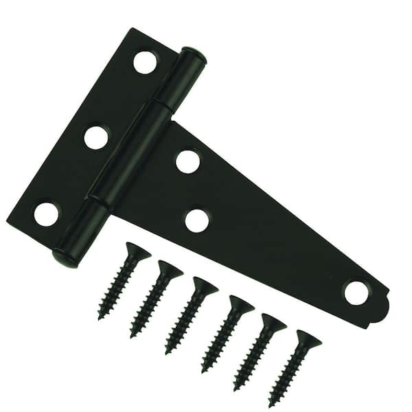 (2-Pack) 3 in. x 3 in. Black Gate Tee Surface Mount Hinge