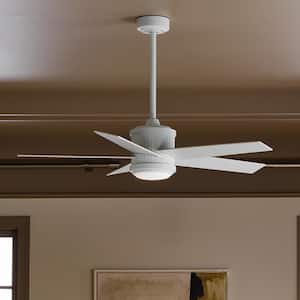Brahm 48 in. Integrated LED Indoor Matte White Downrod Mount Ceiling Fan with Remote Control