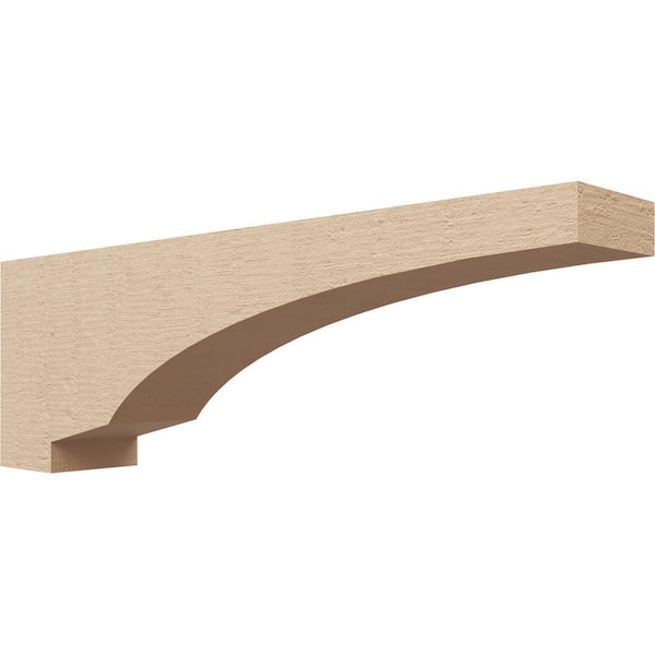 Ekena Millwork 4 in. x 8 in. x 24 in. Thin Moab Rough Cedar Woodgrain TimberThane Corbel, Primed Tan
