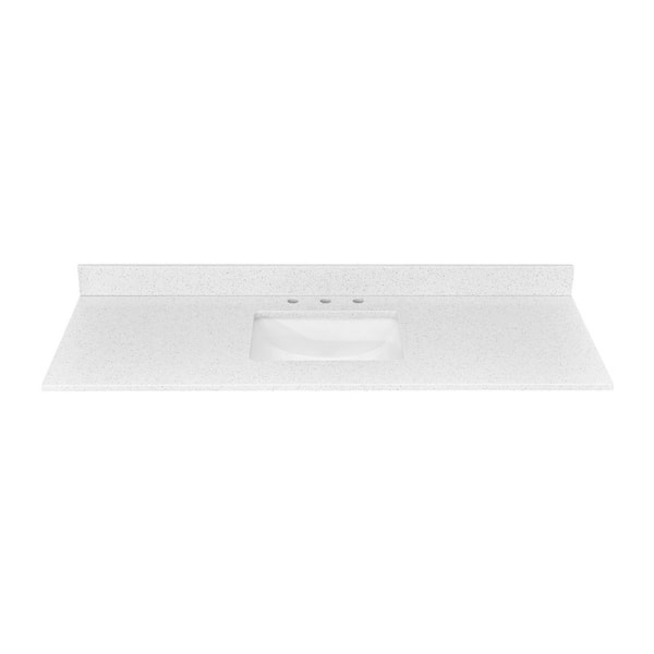 Galaxy Grain 60 in. W x 22 in. D Quartz White Rectangular Single Sink Bathroom Vanity Top in White