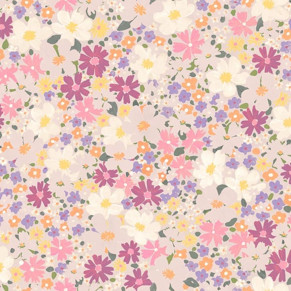 Wildflower Impressions Magenta Peel and Stick Wallpaper