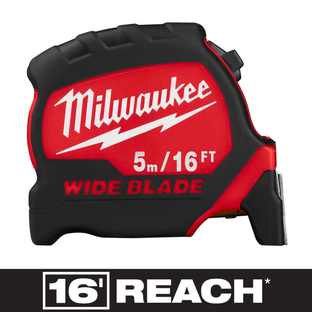 Milwaukee 5 m/16 ft. x 1-5/16 in. Wide Blade Tape Measure with 17 ft. Reach  48-22-0217 - The Home Depot