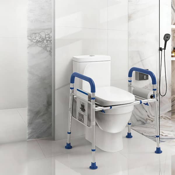 Agrish Raised Toilet Seat With Handles – Male-Friendly Adjustable Height & Width, 400lb Capacity For Seniors