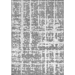 Adley Textured Abstract Gray 6 ft. 7 in. x 9 ft. Indoor/Outdoor Patio Area Rug