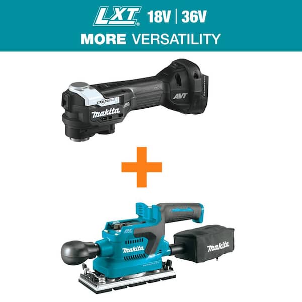 Makita 18V LXT Sub-Compact Brushless StarlockMax Cordless Oscillating Multi-Tool with LXT Brushless 1/3 Sheet Finishing Sander