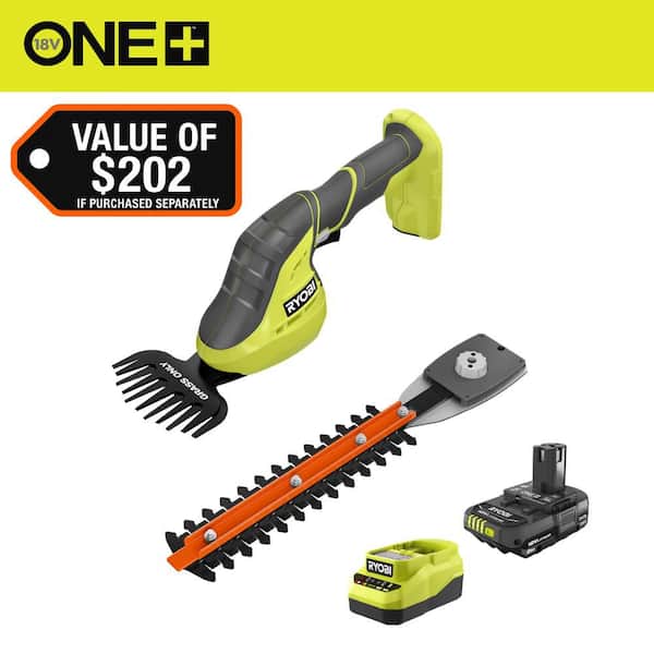 ONE+ 18V Cordless Grass Shear and Shrubber Trimmer with 2.0 Ah Battery and Charger