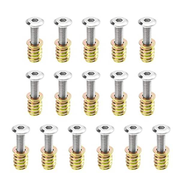 16 Sets M6x25 Furniture Screw Nut Threaded Inserts Bolt Fastener Hex Socket M6x15 Screws 32 Pieces Total