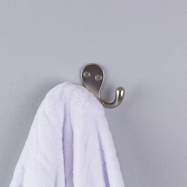 Homewerks 109725 Homepointe Double Robe Hook Brushed Nickel: Clothes Hooks  Designer Double Prong (052088115770-2)