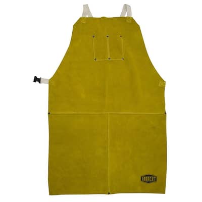 24 in. x 36 in. Flame Resistant Split Cowhide Leather Welding Bib Apron with Kevlar Stitching and Adjustable Straps