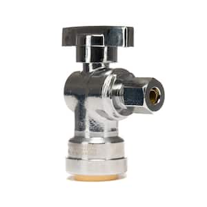 1/2 in. Push-to-Connect x 1/4 in. O.D. Compression Chrome Plated Brass Quarter-Turn Angle Stop Valve