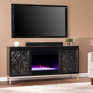 Magerly 58 in. Color Changing Electric Fireplace in Black and Champagne