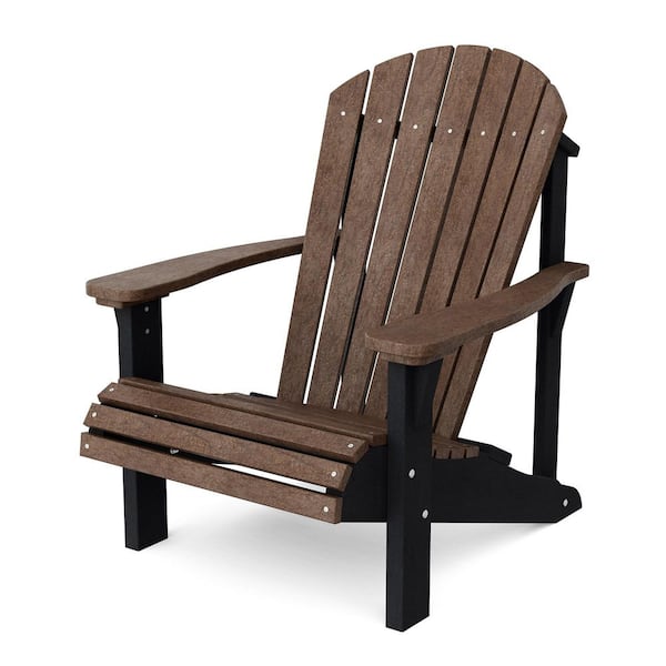 Wildridge Heritage Tudor Brown and Black HDPE Plastic Outdoor Sunrise Adirondack Chair